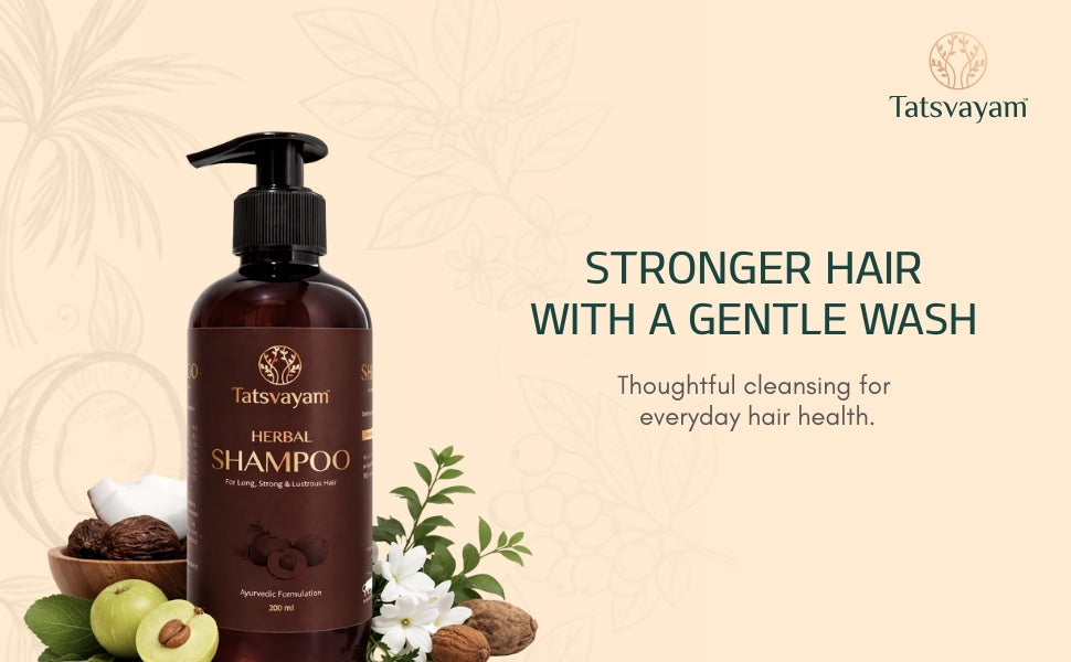 Tatsvayam Herbal Shampoo for Hair Fall Control & Strong Hair | Ayurvedic Shampoo with Amla, Shikakai & Reetha | 200ml