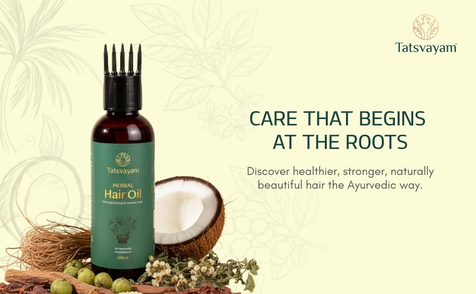 Tatsvayam Herbal Hair Oil for Hair Growth & Hair Fall Control | Ayurvedic Bhringraj Amla Hair Oil for Men & Women | 100ml
