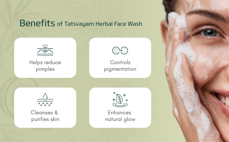 Tatsvayam Herbal Face Wash for Glowing Skin & Pimples Control | Neem Tulsi Ayurvedic Face Cleanser for Men & Women | 100ml
